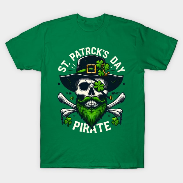 St. Patrick’s Pirate Skull T-Shirt by FreshIdea8